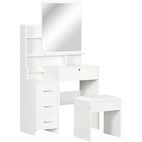 HOMCOM Tocador con Taburete y Espejo Cover