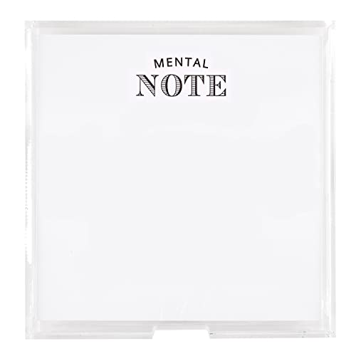Image of Santa Barbara Design Square Acrylic Notepaper Holder with 125 Sheets Heavyweight Paper, 6.5 inch, Mental Note