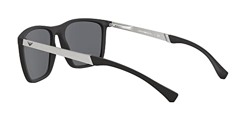 Emporio Armani Men's Ea4150 Rectangular Sunglasses, Rubber Black/Grey, 59 Mm #TOP4