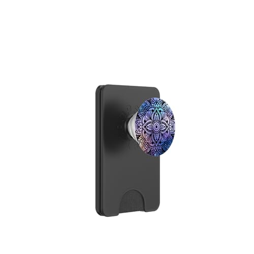 Trendy Purple Teal Flower Mandala Design Background PopSockets PopWallet for