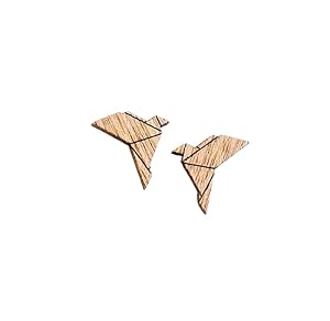 Origami Vogel Ohrstecker aus Holz, Kleine Holzohrringe f&uuml;r Vogelfreunde | Schmuck-Mode