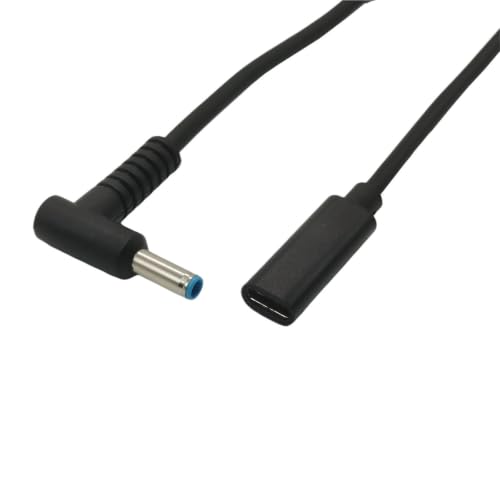 Cable de carga rápida PD 65W USB C a 4.5x3.0mm con codo para evitar dobleces