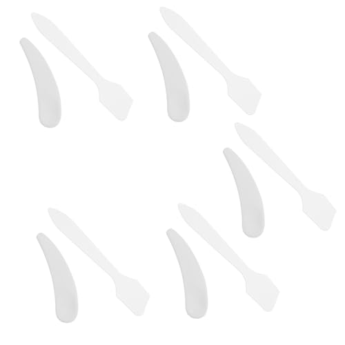jojofuny Lot de 10 Cuillères Cosmétiques Transparentes et Blanches de Croissant Spatules pour Crème Visage et Contour des Yeux Outils de Prélèvement Hygiéniques pour Masque Facial et