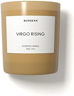 Bursera Scented Candle - Virgo Rising, Tree Planted with Every Order, Natural Scented Soy Candle | 7.4oz Ceramic Jar Single Wick Candle | Slow Burning 45 Hour Burn Time, Non Toxic Candles