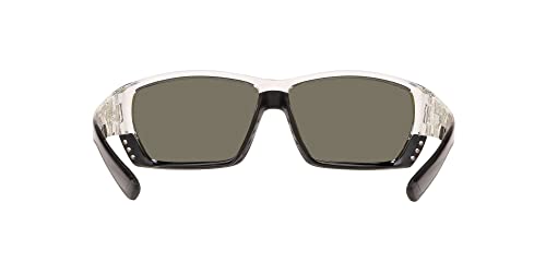 Costa Del Mar Men's Tuna Alley Polarized Rectangular Sunglasses, Crystal/Grey Blue Mirrored Polarized-580G, 62 Mm #TOP6