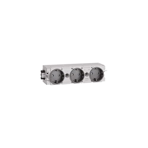 Tehalit GS30009011 Bloc 3 prises pour goulotte clipsable noir mat RAL 9011