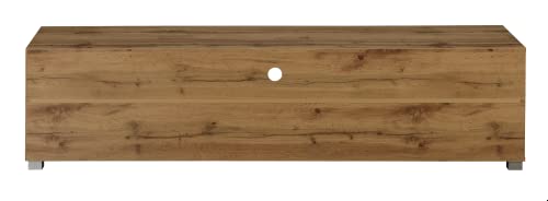 Image of DeckUp Plank Cannes Engineered Wood 2-Door TV Stand and Home Entertainment Unit (Wotan Oak and White, Matte Finish)
