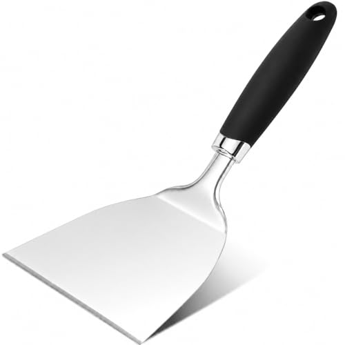 JXWING 9.8 Inch Wide Turner Spatula, 304 Stainless Steel for Grills, Black