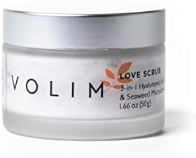 Volim Love Scrub with Hyaluronic Acid Natural Face Exfoliator for Wrinkles, Acne, Fine Lines, Blackheads & Clogged Pores