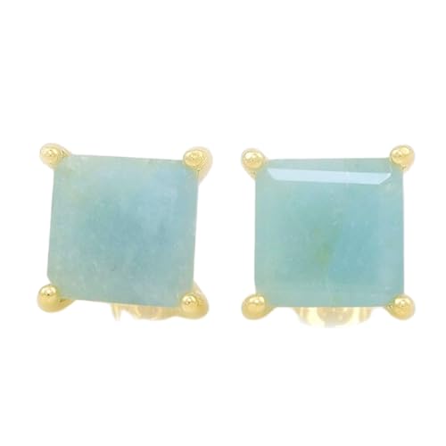 Boucles d'oreilles aigue-marine naturelle avec fermoir sécurisé en argent 925 doré