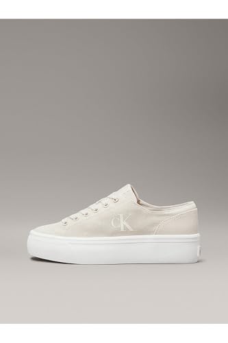 Calvin Klein Femme Vulc Flatform Low CV MG Yw0Yw01763 Bas, Beige (Eggshell/Creamy White), 41 EU