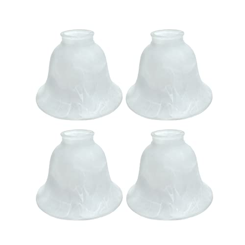 Image of Aspen Creative 23106-4 Transitional Faux Alabaster Bell Shaped Ceiling Fan Replacement Glass Shade, 2-1 /8 inch Fitter, 6-1 /8 inch Diameter x 4-1 /2 inch Height, 4 Pack