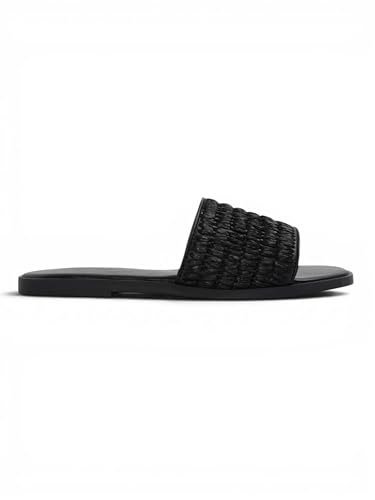 Image of MOVIDA Women's Woven Wide Strap Flat Slide Sandals | Square Toe Slip-On Flats | Stylish Casual Everyday Footwear