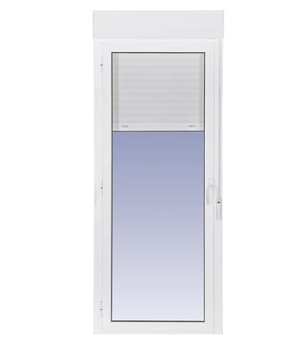 Ventanastock Puerta Balconera Aluminio 882x2185 Practicable Izquierda Con Persiana de PVC 1 hoja (guías y cajón persiana en kit)