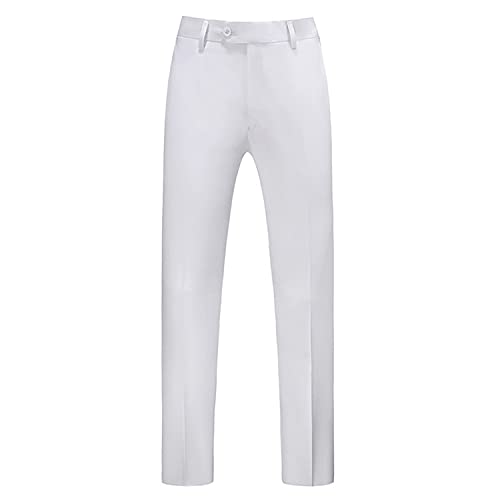 Costume 2 pièces Coupe Slim pour Hommes Robe Blazer à Un Bouton Coupe Classique Ensemble de Pantalons de Veste Formelle de Mariage de Grande Taille (Blanche,XXL) - Image 5