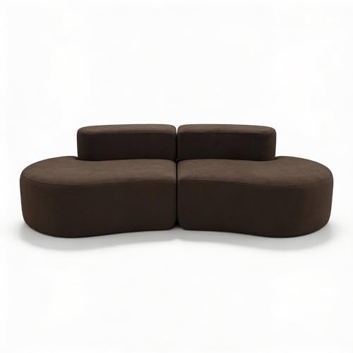 Coco Living Lounge Double | Canapé 3 Places Design | Formes Courbes Modernes | Confort Premium pour Salon et Appartement | 240 x 102 x 60 cm (Chocolat Noir)