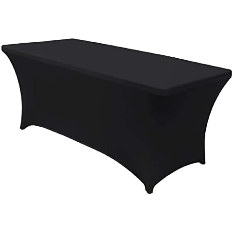 JIAHU Spandex Stretch Table Cover Cloth 5ft Foot Rectangular Fit Wedding Black 1Pc Cover