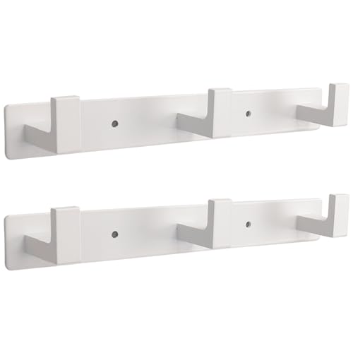 Image of Coat Rack, Heavy Duty Stainless Steel 3 Tri Coat Hook Hanger, Wall Mounted Wall Hooks, Rustic Clothes Hook /Key Hook Rail for Bathroom Kitchen Entryway(2 Pack, 3 Hook White)
