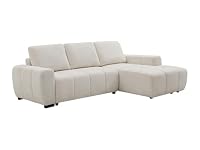 Vente-unique - Canapé d'angle Droit Convertible en Tissu Chenille Beige KOUMALO