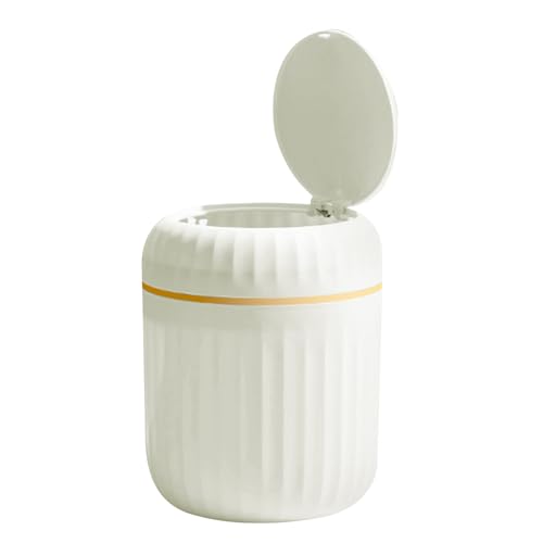 Cubo de basura de mesa de lujo con tapa de botón a presión, creativo y ligero, para escritorio, oficina, sala de estar y estudio, minipapelera a prueba de olores, fácil de limpiar (PP-Mater