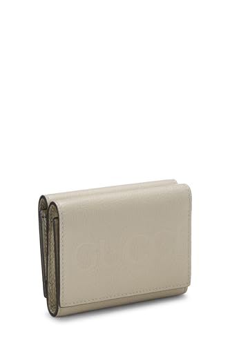 Pre-Loved Beige Leather Compact Wallet, White2