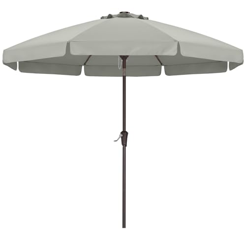 Image of ABCCANOPY 10ft Scalloped Patio Umbrella, Outdoor Table Umbrella with Tilt and Crank, Fiberglass Ribs Deck Umbrella for Patio, Pool, Garden, Picnic (Light Gray)