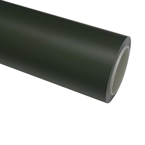 Image of WISDOM Olive Green Vinyl Car Wrap Air Release, Self Adhesive, Vehicle wrap Sheet for Automotive Bike DIY Exterior Interior Decoration (Olive Green, 20 Inch X 4 Feet)