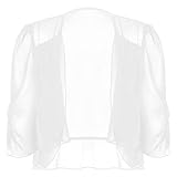 Eleganter Bolero für Damen mit Rüschen, halbe Ärmel, doppellagig, offene Vorderseite, Chiffon-Strickjacke, Kleid-Accessoire