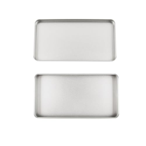 Image of 2Pcs Empty Metal Container with Lid,Portable 6.7x3.5x0.6inch / 17x9x1.5cm Metal Storage Box for Storing Jewelry, Crafts, Sewing Supplies and Other Small Items, Silver