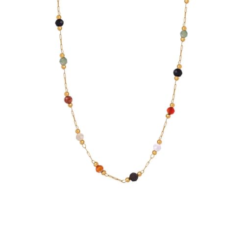 Collier en pierre naturelle anti-ternissement et bracelets de cheville