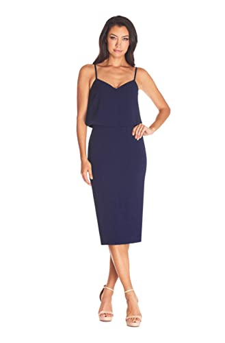 Dress the Population Women's Alondra Blouson Tank Pencil Skirt Midi Dress