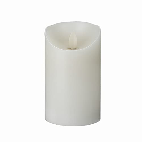 Image of Fire Tek 3 x 5 Inch Flameless Pillar Candle, 1 Programable LED Pillar Candle - Dancing Flame, For Home, Weddings, And Parties, White Real Wax Battery Pillar Candle, Remote Sold Separately,