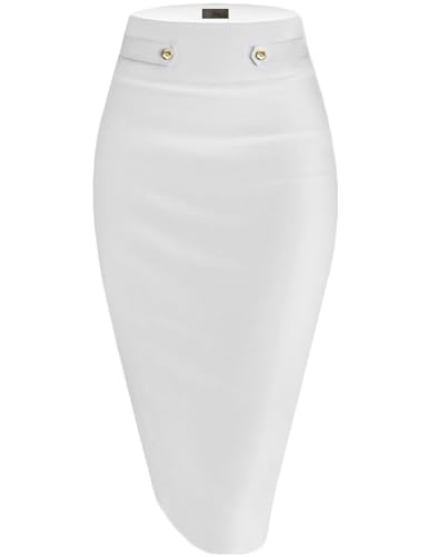 Image of Hybrid & Company Womens Pencil Skirt Premium Nylon Ponte Stretch Office Made in The USA Below Knee