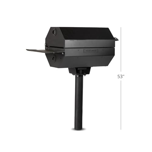 Ash-Ember-Park-Style-GrillSmoker-390-Sq-Inch-Charcoal-Grill-with-Cover-21-x-15-Grate-Side-Shelf-for-Food-Prep-Accessories-Single-Post-Permanent-Park-Style-Grill-for-Outdoor-Backyard-BBQ