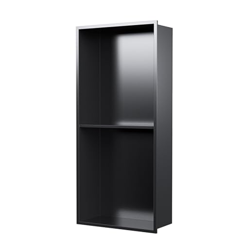 MHJKHG Shower Niche Recessed Double Shower Shelf Square Brushed Stainless Steel Niche No Tile Needed Wall Niche Built-in