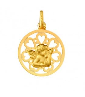 Médaille or ANGE RAPHAEL Argyor 375/00 pendentif religieux 20mm