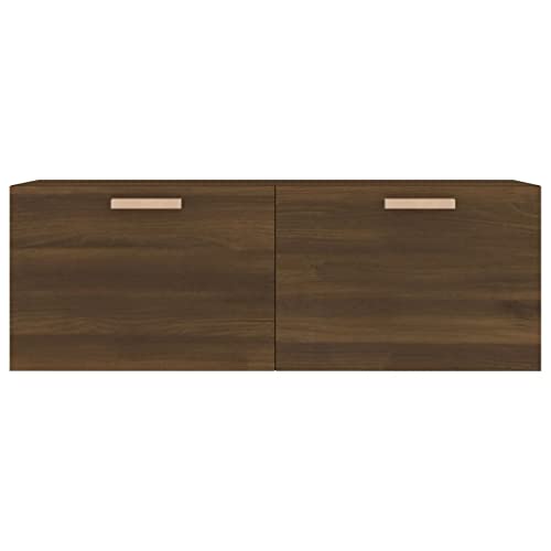 Aspect chêne marron étagère de rangement murale robuste 100cm - 7