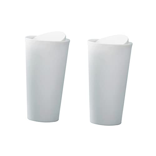 Cubos de basura para coche Alipis blancos con tapa y diseño de plástico redondo pack de 2