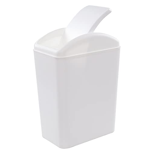 Image of 4.5 Gallon Plastic Trash Can with Swing Lid, Slim Swing Top Garbage Can, White