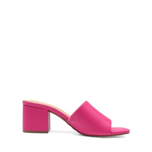 Image of DREAM PAIRS Women's Square Open Toe Heels Sandals Low Block Chunky Heeled Sandals Slide Sandals Slip on Comfortable Casual Pumps Shoes