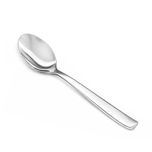 Image of Culinex Premium Stainless Steel 7.9 inch Dinner Spoon Set of 12 for Dining Table, Kitchen | Heavy, Rustproof, Designer Silver Flatware By thinKitchen (Essen Series)