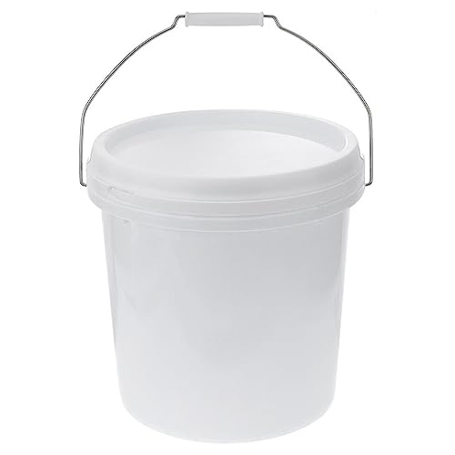 Cabilock White Plastic Bucket with Handle and Lid Plastic Pail Paint Pail Plastic Bucket 1.5 Gallon