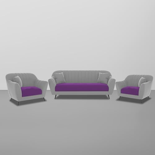 Image of Atticus 3+1+1 Seater Sofa Set for Living Room (Purple Grey Colour) Premium Fabric Sofa