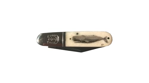 Scrimshawed Whale on Barlow-Style Knife with Bone Handles