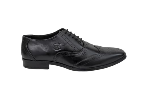 Image of Men's Handcrafted Oxford Lace-up Shoes with Broguing - Crafting Luxury and Elegance for You Black 8