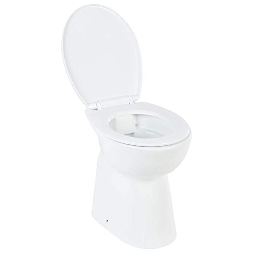 Tidyard Hohe Spülrandlose Toilette WC Sitz Abwaschen Soft-Close 7 cm Höher Keramik Weiß