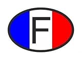 F France Country Code Oval With French Flag Bumper Sticker Decal High Quality Vinyl - Made in USA 4 in. x 3 in.