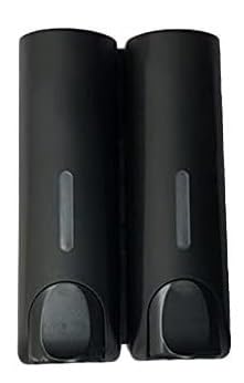 Dispensador de jabón Pared Doble Cabezal, 350 ml X2, Caja Gel Ducha for champú, Prensa, for Hotel, Blanco y Negro | Black