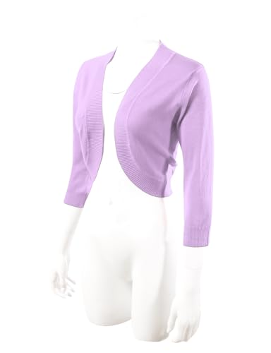 Image of Allsense Women's 3 /4 Sleeve Bolero Shrug for Dresses | Open Front Cropped Cardigan, Lightweight Knit Dress Cover Up