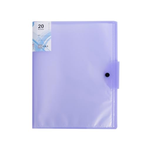EXCEART クリアファイル ボタン式ファイル袋 ファイルケース A3縦 ドキュメントファイル 20ポケット 答案用紙用 プラスチック 防水 A3収納 書類整理 仕事用 学習用 整理収納